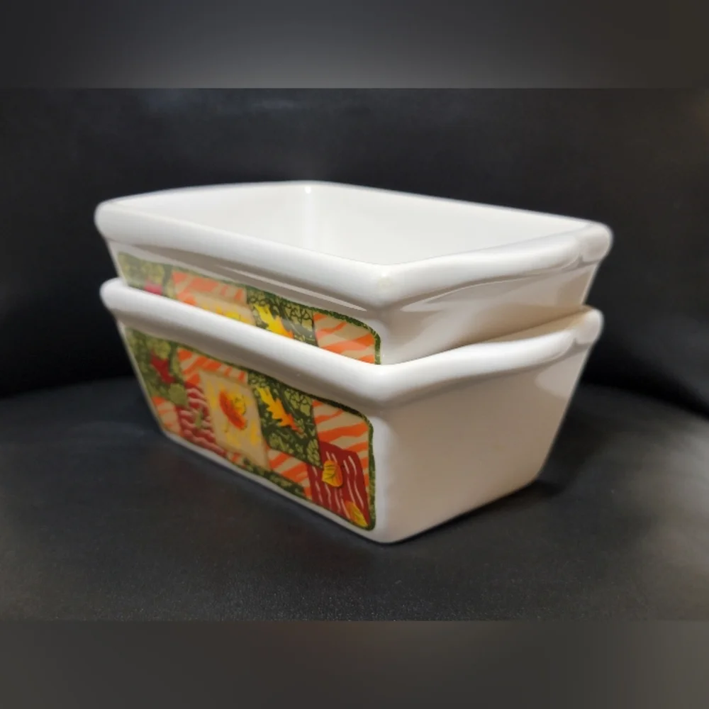Vintage Garden Ridge Fall Harvest Mini Loaf Pans Set of 2 Autumn Baking Dishes